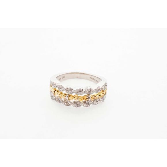 Estate Sale Diamond Ring 10k Multi-Tone Gold Vintage Gemstone Jewelry